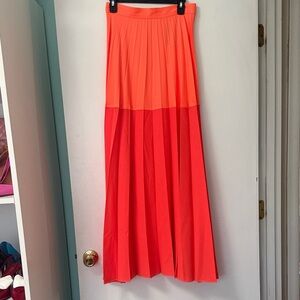 Christopher John Rogers Pleated Wool Blend Maxi Skirt